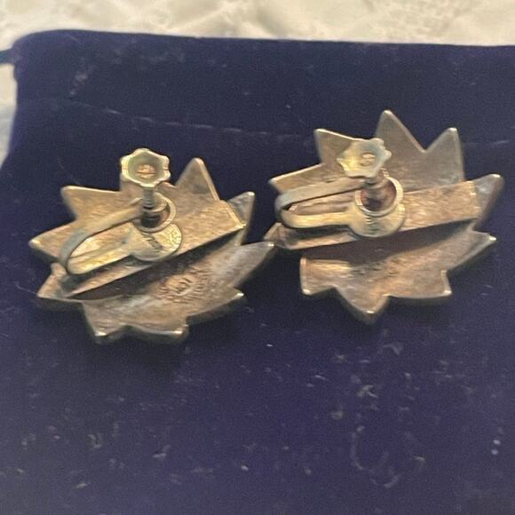 Abalone and Alpaca silver screwback vintage earrings - Picture 7 of 12